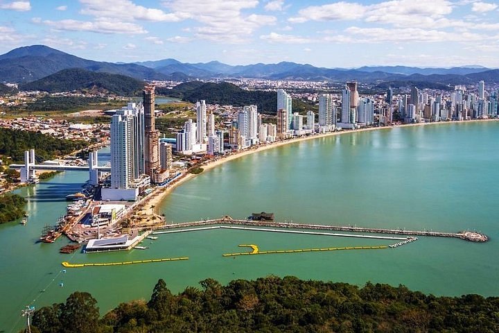 Atlantic coast near Florianópolis — city and shore